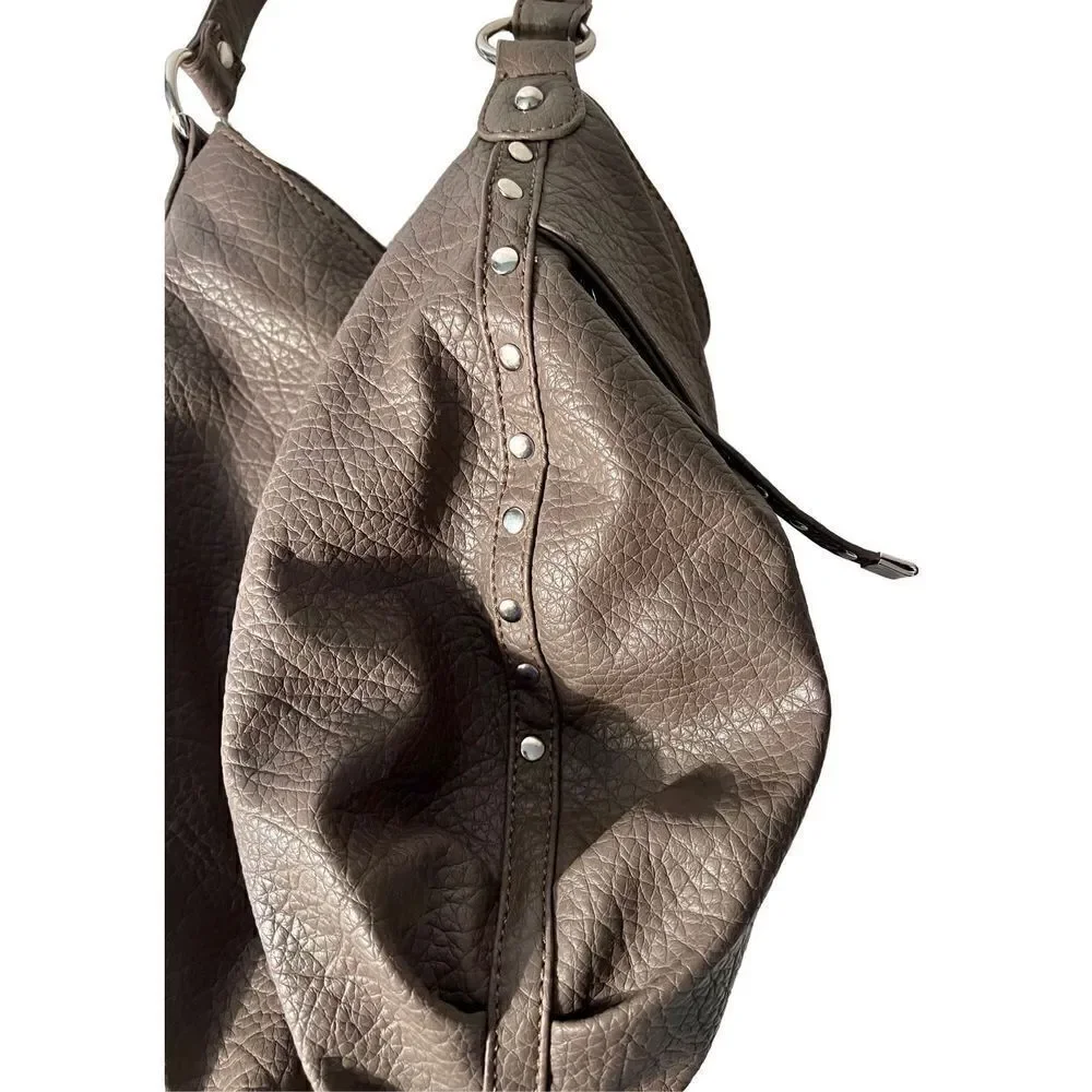 Nine West Large Gray Faux Pebble Leather Shoulder Bag